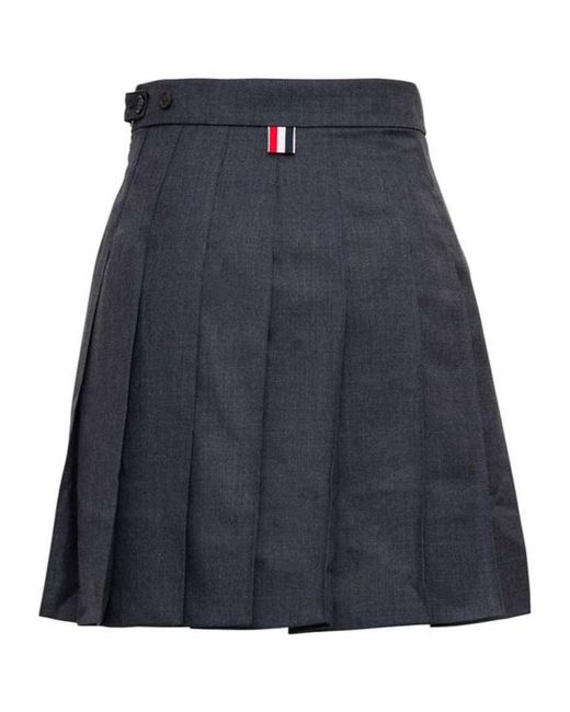 Thom Browne Blue Pleated Mini Skirt