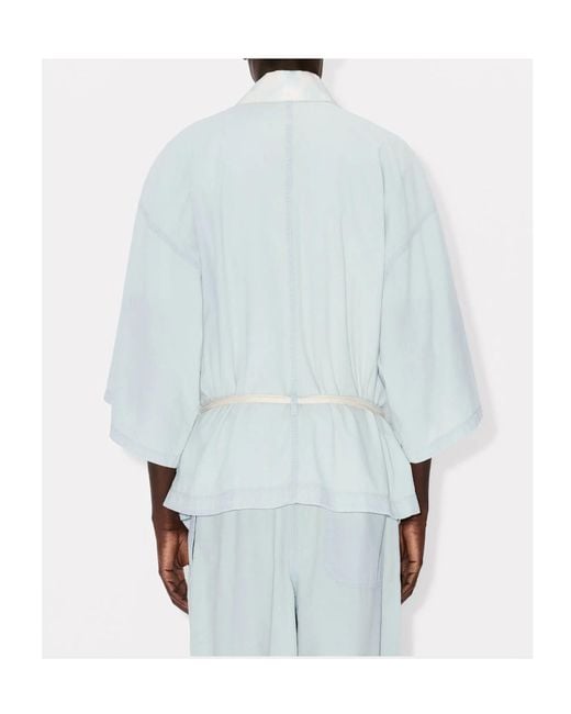 KENZO Blue Oversized Kimono Shirt for men