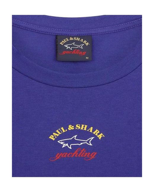 Paul & Shark Blue Logo Printed T-Shirt for men