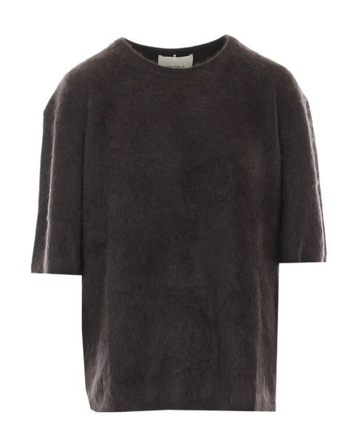 Lisa Yang Black Brushed Crew-Neck T-Shirt