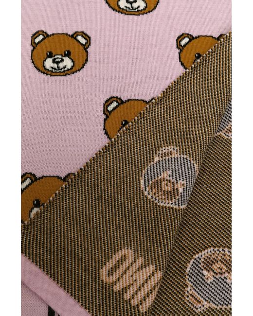Moschino Pink Teddy Bear Pattern Scarf for men
