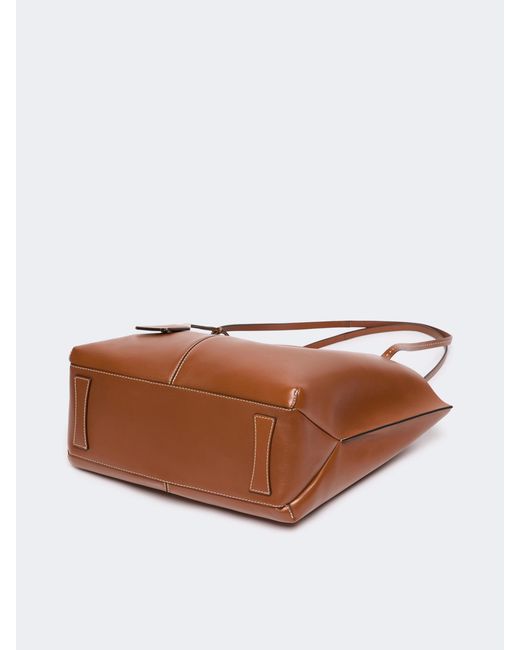 Max Mara Brown Double Nappa Leather Shopper Bag