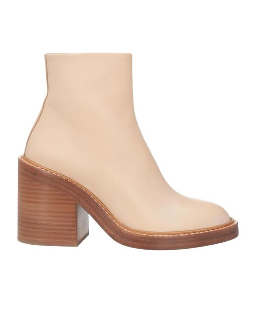 Chloé Natural Minimalist Leather Ankle Boots