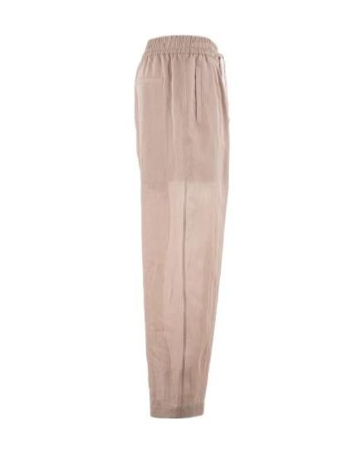 Brunello Cucinelli Natural Sheer Wide-Leg Pants