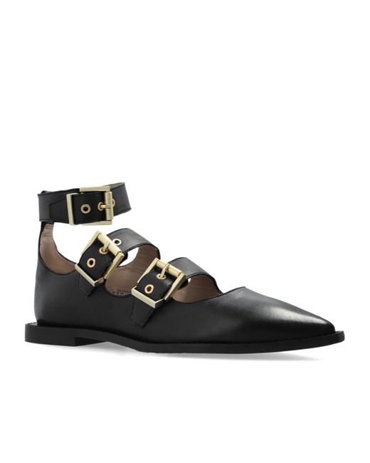 AllSaints Black Buckle Detail Flat Shoes