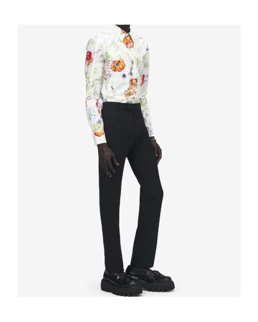 McQueen White Meadow Floral Printed Shirt for men