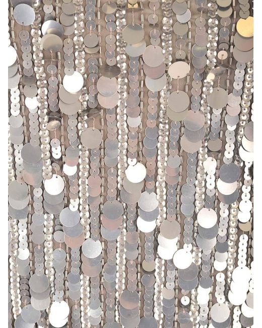 P.A.R.O.S.H. White P.A.R.O..H. Midi Dress Full Sequins