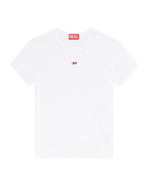 DIESEL White T-Uncutie-Long-D Embroidered D Patch T-Shirt