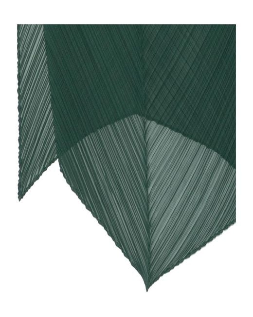 Pleats Please Issey Miyake Green Pleated Silk Scarf