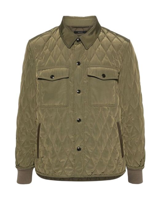 Tom Ford Green Quilted Cotton Suit for men