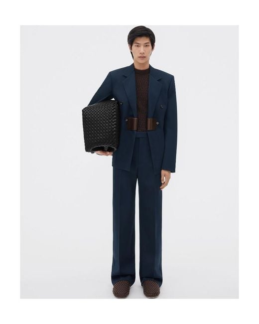 Bottega Veneta Blue Logo Grain Suit Jacket for men