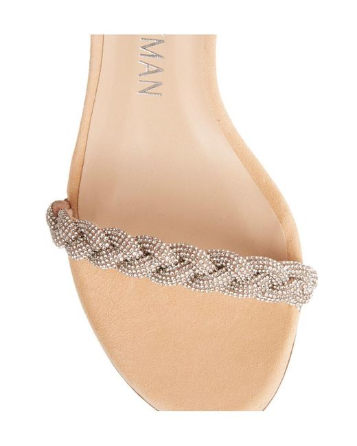 Stuart Weitzman Natural Nudistcurve 80Mm Embellished Sandals