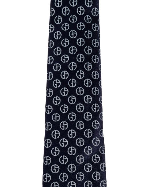 Giorgio Armani Blue Pattern-Jacquard Tie for men