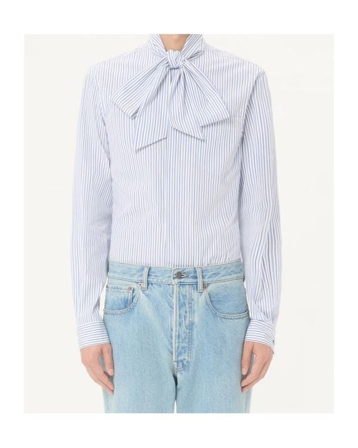 Valentino Blue Striped-Pattern Cotton Shirt for men