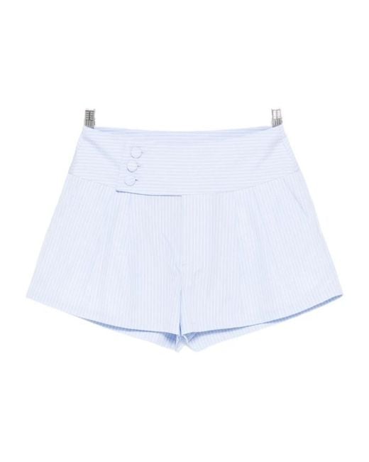 FRAME Blue Button Striped Shorts