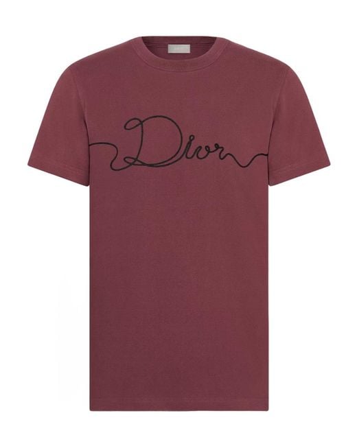 Dior Homme Ribbon Logo Detailed Crewneck T-Shirt in Red for Men | Lyst