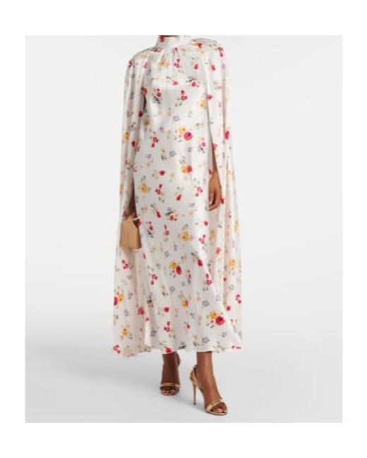 Rodarte White Floral Caped Silk Maxi Dress