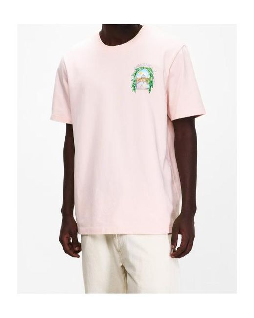 Casablanca Pink Graphic Cotton L'Arche Tennis Club T-Shirt for men