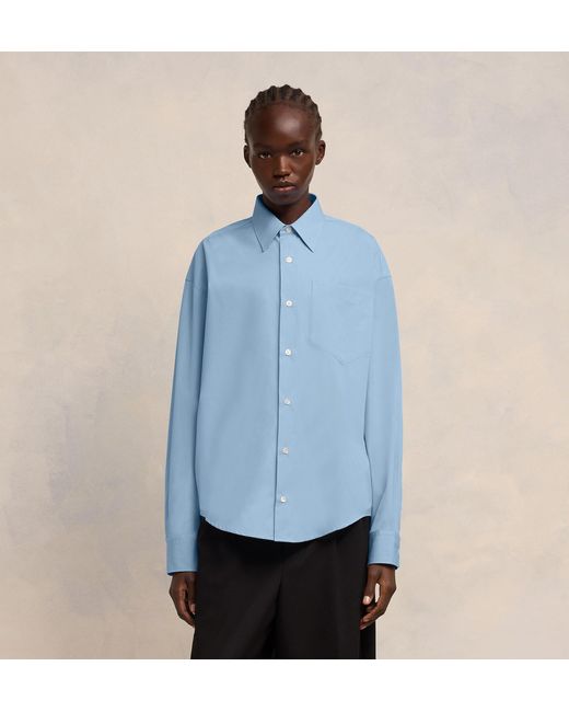 AMI Blue Ami De Coeur Embroidered Long-Sleeved Shirt for men