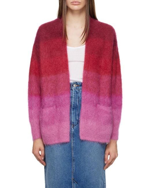 Isabel Marant Red Dana Ombré-Effect Ribbed-Knit Cardigan