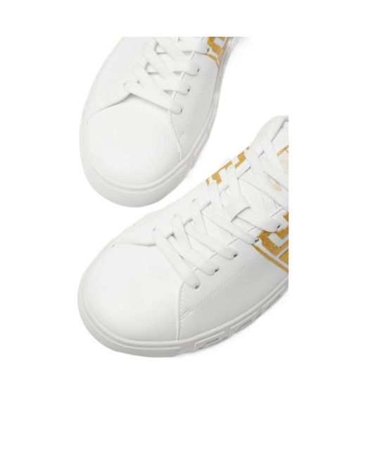 Versace White Greca Embroidered Low-Top Sneakers for men