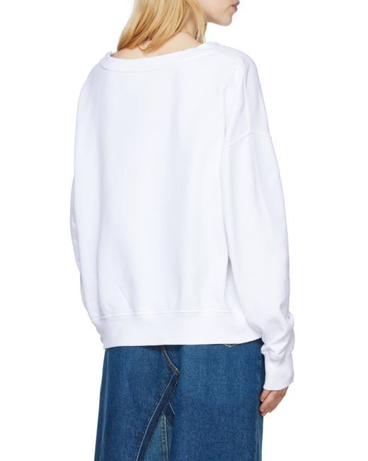 Maison Margiela White Logo Printed Crewneck Sweatshirt