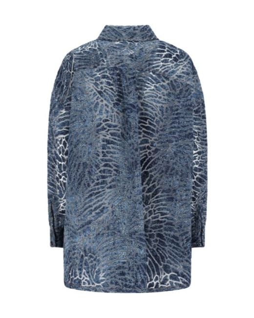 GIUSEPPE DI MORABITO Blue Long Sleeved Patterned Shirt
