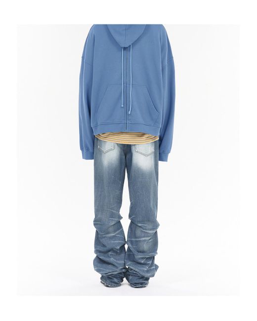 we11done Blue Wrinkled Straight Denim Pants for men