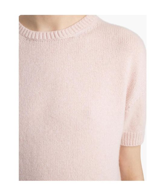 Khaite Pink Golden Short-Sleeve Knitted Sweater