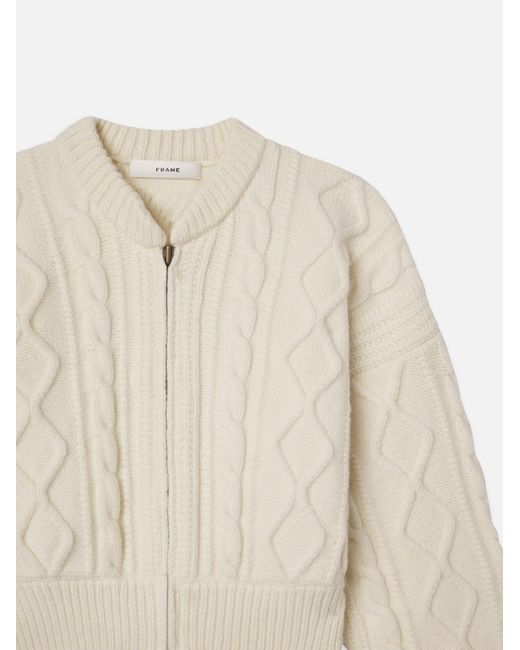 FRAME White Long-Sleeved Knitted Cardigan