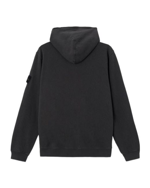 Stone Island Black Logo Patch Zipped Hoodie for men