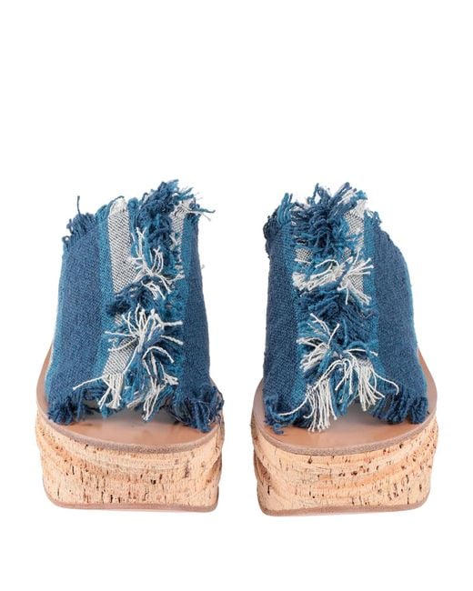 Chloé Blue Minimalist Denim Wedge Shoes