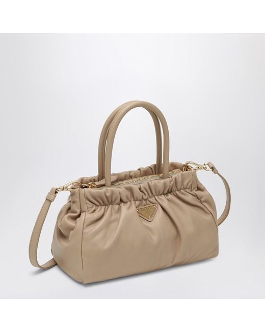 Prada Natural Double Handle Shoulder Bag
