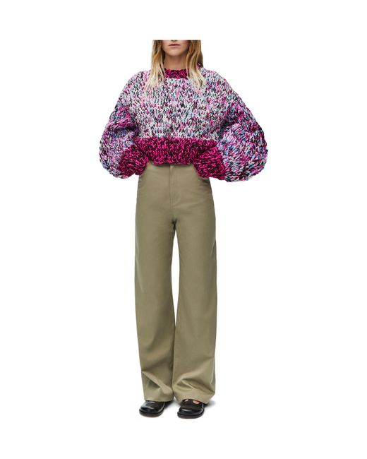 Loewe White Logo Patch High-Waist Trousers