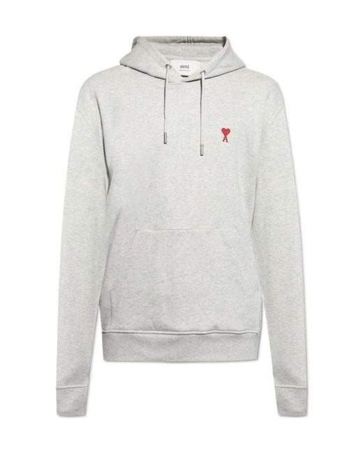 AMI Gray Ami De Coeur Drawstring Hoodie