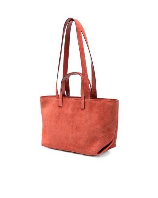 A.P.C. Red Suede Tote Bag
