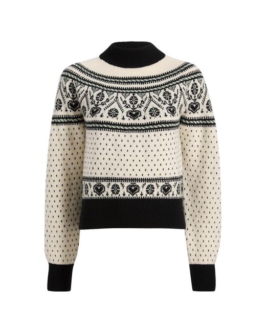 Khaite White Guy Intarsia Mock Neck Cashmere Sweater