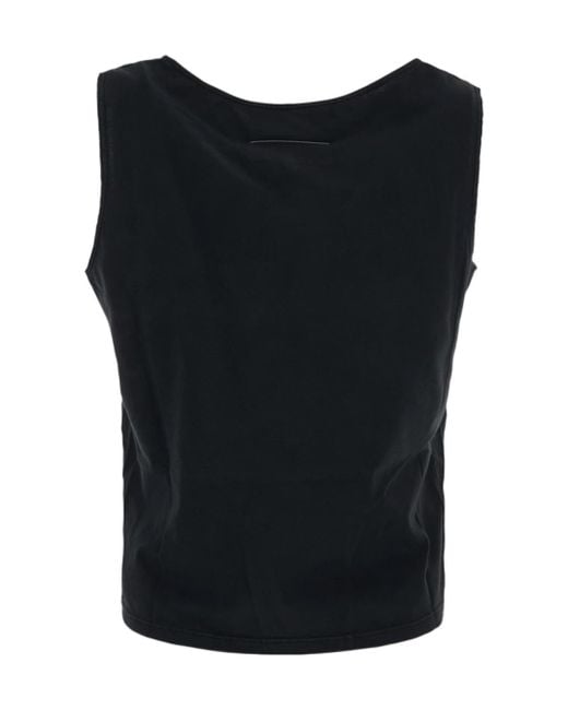 MM6 by Maison Margiela Black Crewneck Tank Top