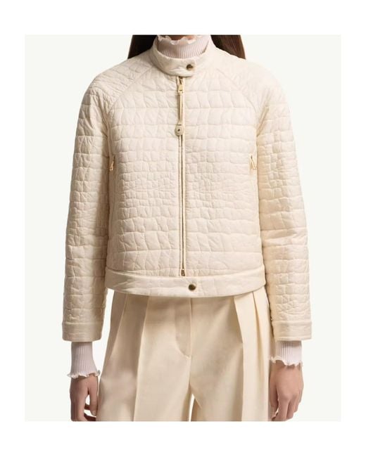 Moncler Natural Aubrietaa Zip-Up Embossed Jacket