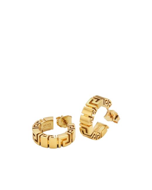 Versace Metallic Greca Hoop Earrings