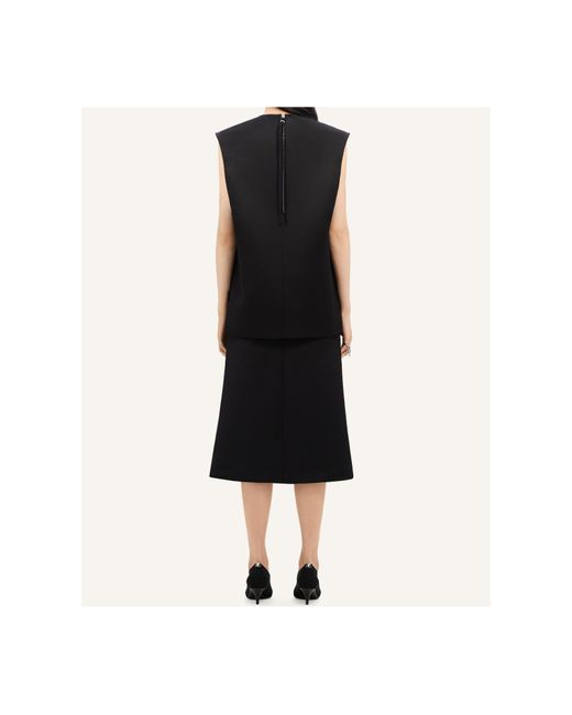 Courreges Black Zip-Detail Satin Midi Skirt