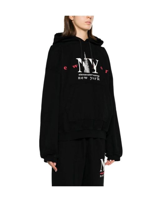 Alexander Wang Black Logo Embroidered Hoodie