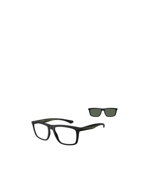 Emporio Armani Black Square-Frame Clip-On Glasses for men