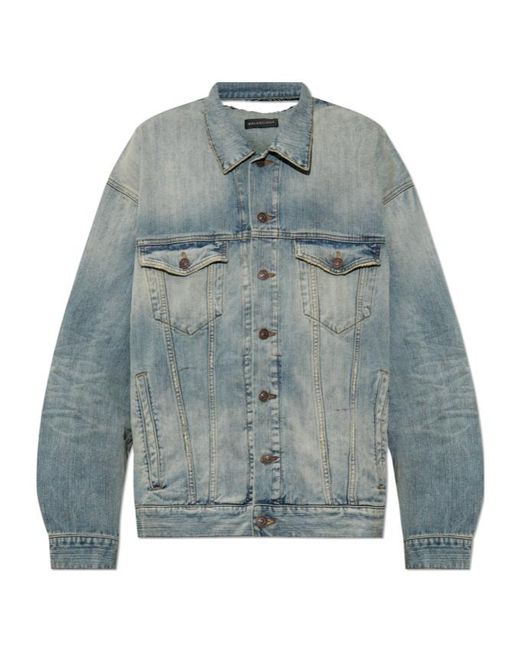 Balenciaga Blue Collared Button-Up Denim Jacket