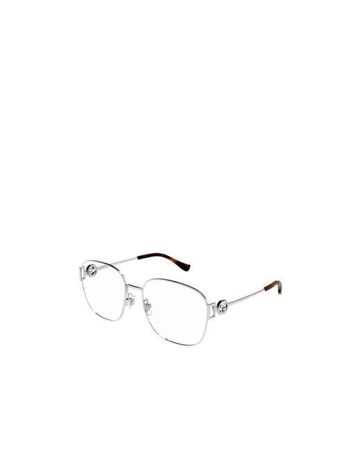 Gucci Metallic Eyewear Square Frame Glasses for men