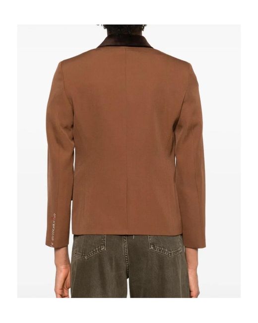 Marni Brown Velvet-Collared Button Blazer