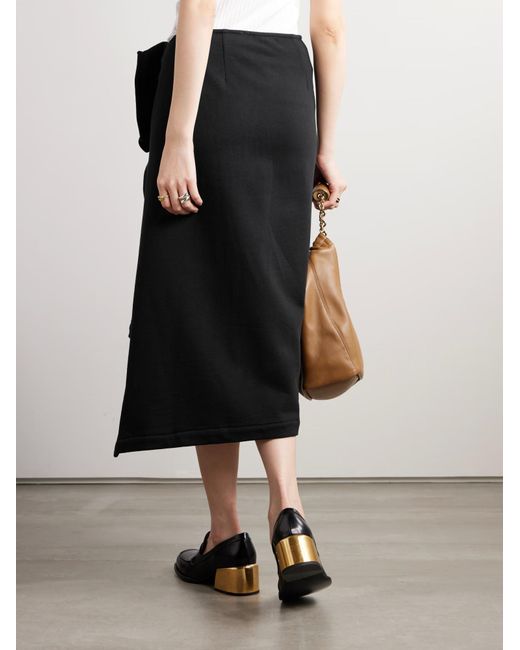 Dries Van Noten Black Ruffle-Trim Cotton Midi Skirt