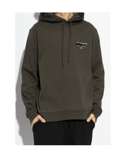 AllSaints Green Logo Print Hooded Sweater for men