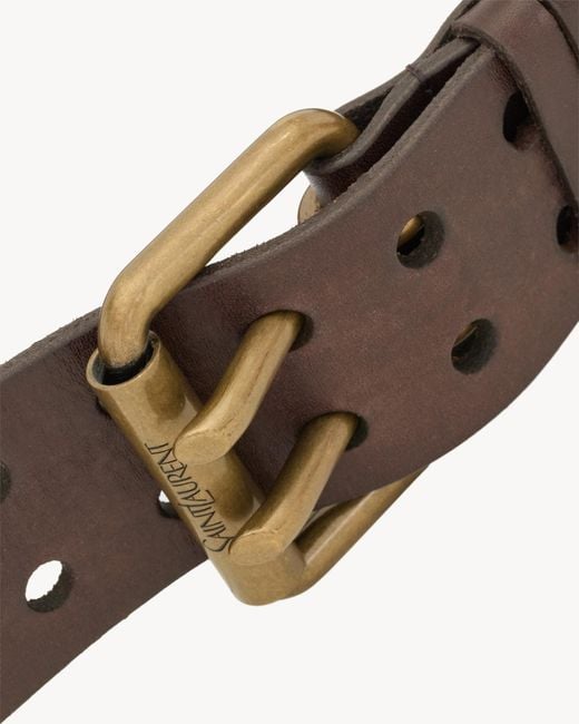 Saint Laurent White Double-Pin Buckle Belt