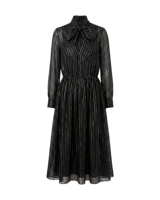 Gucci Black Pinstripe Silk Organza Chemisier Dress